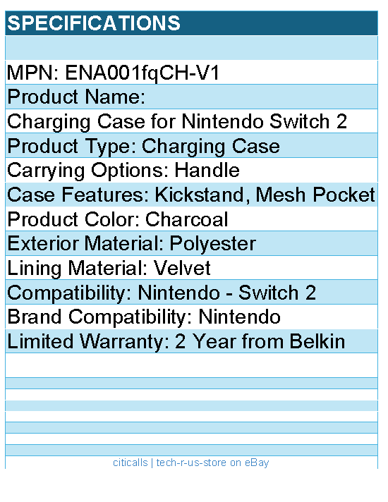 Belkin ENA001fqCH-V1 Charging Case Nintendo Gaming Console - Charcoal