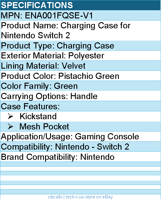 Belkin ENA001FQSE-V1 Charging Case for Nintendo Switch 2 - Pistachio Green
