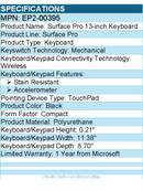 Microsoft EP2-00395 Surface Pro 13-inch Keyboard - Wireless - Compact - Black