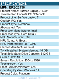 Microsoft EP2-22138 Surface Laptop 7 13.8" Touchscreen Copilot+ PC Notebook