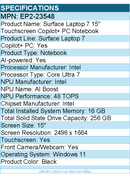 Microsoft EP2-23548 Surface Laptop 7 15" Touchscreen Copilot+ PC Notebook