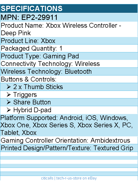 Microsoft EP2-29911 Xbox Wireless Controller - Gaming Pad - Deep Pink