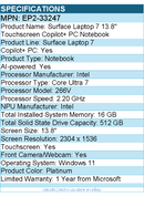 Microsoft EP2-33247 Surface Laptop 7 13.8" Touchscreen Copilot+ PC Notebook