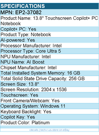 Microsoft EP2-37082 13.8" Touchscreen Copilot+ PC Notebook - Intel Core Ultra 5