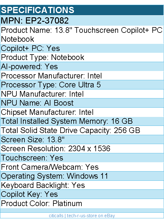 Microsoft EP2-37082 13.8" Touchscreen Copilot+ PC Notebook - Intel Core Ultra 5