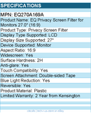 Kensington EQ270A169A EQ Privacy Screen Filter for Monitors 27"