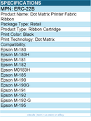 Epson ERC-22B Ribbon Cartridge - Dot Matrix - Black - 1 Pack