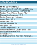 Kensington ES156A1610A Eyesafe Blue Light Privacy Screen Filter