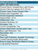 Kensington ES160A1610A Eyesafe Blue Light Privacy Screen Filter for Laptop 16.0"