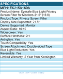 Kensington ES215A169A Eyesafe Blue Light Privacy Screen Filter