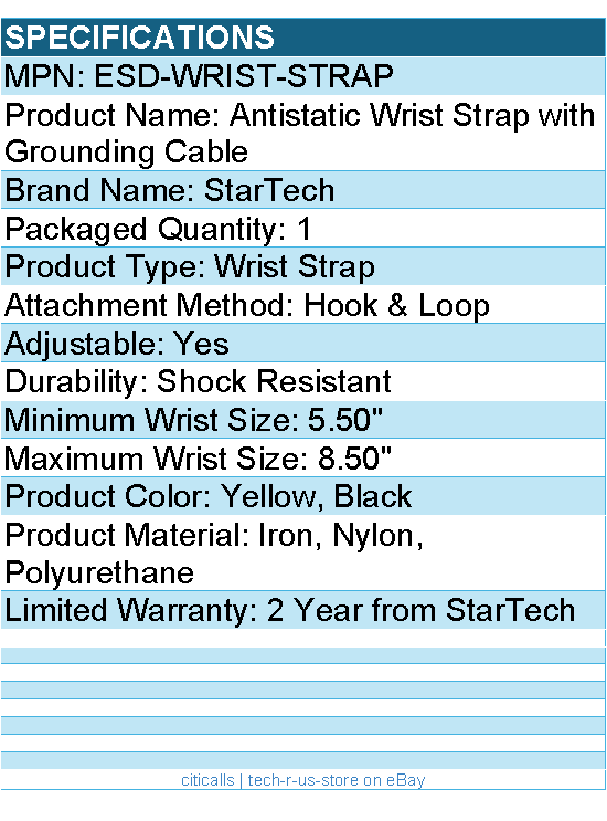 StarTech ESD-WRIST-STRAP  Antistatic Wrist Strap with Grounding Cable