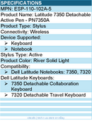 Dell ESP-110-102A-5 Latitude 7350 Detachable Active Pen - Stylus