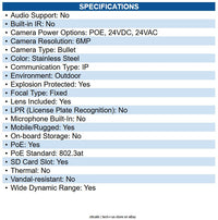 Pelco EXC2602-62 6MP ExSite Enhanced Explosionproof Fixed Compact Camera System