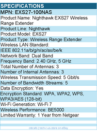 Netgear EXS27-100NAS Nighthawk - Wi-Fi 7 - 5 Gbit/s Wireless Range Extender