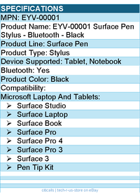 Microsoft EYV-00001 Surface Pen Stylus - Bluetooth - Black