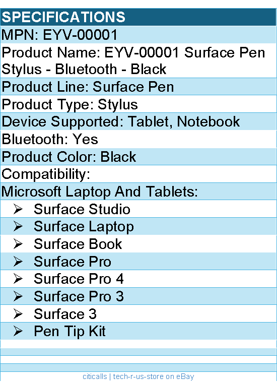 Microsoft EYV-00001 Surface Pen Stylus - Bluetooth - Black
