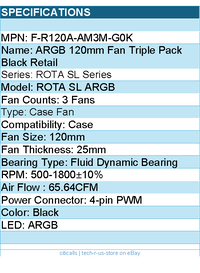 TRYX F-R120A-AM3M-G0K ROTA SL ARGB 120mm Fan Triple Pack Black Retail