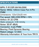 TRYX F-R120P-NN1M-G0W ROTA PRO 120 Performance Fan White 120mm Case Fan RTL