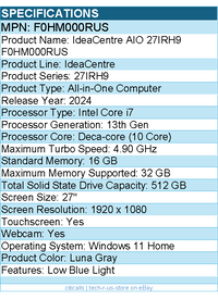 Lenovo F0HM000RUS IdeaCentre 27IRH9 All-in-One Computer - Intel Core i7 13th Gen