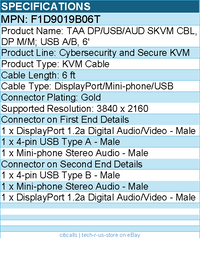 Belkin F1D9019B06T KVM Cable for Computer, Server, KVM Switch, Keyboard