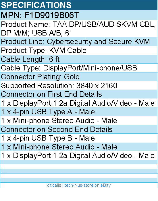 Belkin F1D9019B06T KVM Cable for Computer, Server, KVM Switch, Keyboard