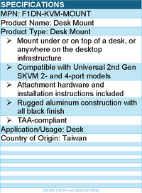 Belkin F1DN-KVM-MOUNT Desk Mount for Universal 2nd Gen SKVM 2- and 4-port models