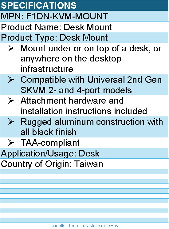 Belkin F1DN-KVM-MOUNT Desk Mount for Universal 2nd Gen SKVM 2- and 4-port models