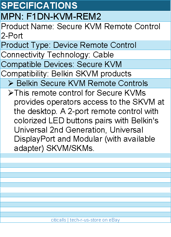 Belkin F1DN-KVM-REM2 Secure KVM Remote Control 2-Port - For Secure KVM