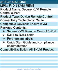 Belkin F1DN-KVM-REM8 Secure KVM Remote Control 8-Port - For Secure KVM