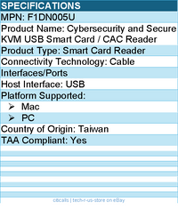 Belkin F1DN005U Cybersecurity and Secure KVM USB Smart Card / CAC Reader - Cable
