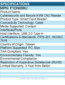 Belkin F1DN008U Cybersecurity and Secure KVM CAC Reader - Smart Card Reader