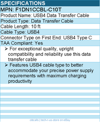 Belkin F1DN1CCBL-C10T USB4 Data Transfer Cable - 10 ft - TAA Compliant