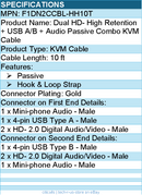 Belkin F1DN2CCBL-HH10T KVM Cable for Audio/Video Device, Computer, KVM Switch