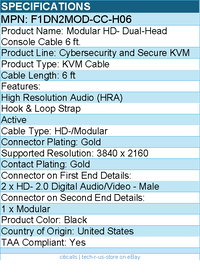 Belkin F1DN2MOD-CC-H06 6 ft KVM Cable - for KVM Console, KVM Switch, Computer