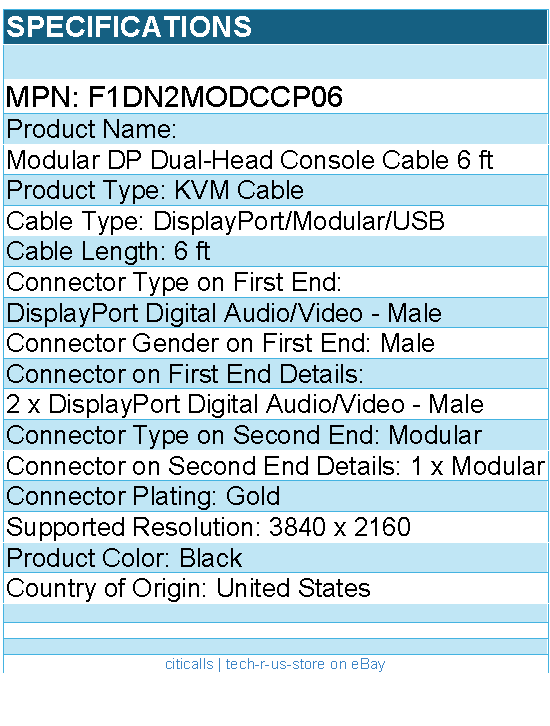 Belkin F1DN2MODCCP06 Modular DP Dual-Head Console Cable 6 ft - KVM Cable