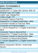 Belkin F2CD000b03-E 3ft DisplayPort Cable with Latches Video/Audio - DP 4K M/M