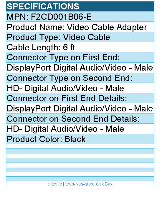 Belkin F2CD001B06-E DisplayPort to Video Cable - 2m/6.6ft - 4K - M/M - Black