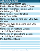 Belkin F2CD081BT1M-BLK 60W Thunderbolt 3 USB-C to USB-C Cable - Black
