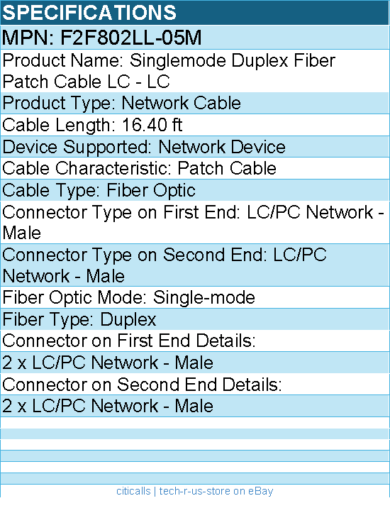 Belkin F2F802LL-05M Duplex Optic Fiber Cable - LC Male - 16.4ft