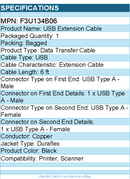 Belkin F3U134b06 USB Extension Cable - Type A Male USB - Type A Female USB