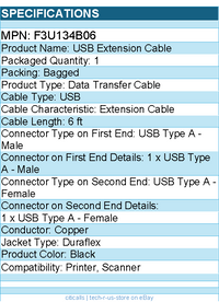 Belkin F3U134b06 USB Extension Cable - Type A Male USB - Type A Female USB