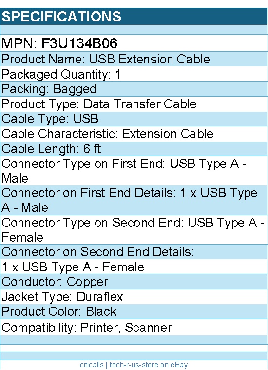 Belkin F3U134b06 USB Extension Cable - Type A Male USB - Type A Female USB