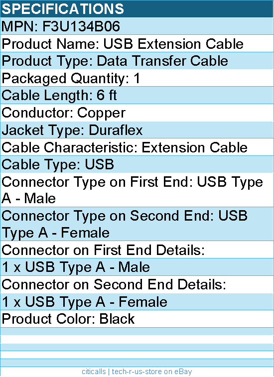 Belkin F3U134B06 USB Extension Cable - Type A Male USB - Type A Female USB - 6ft