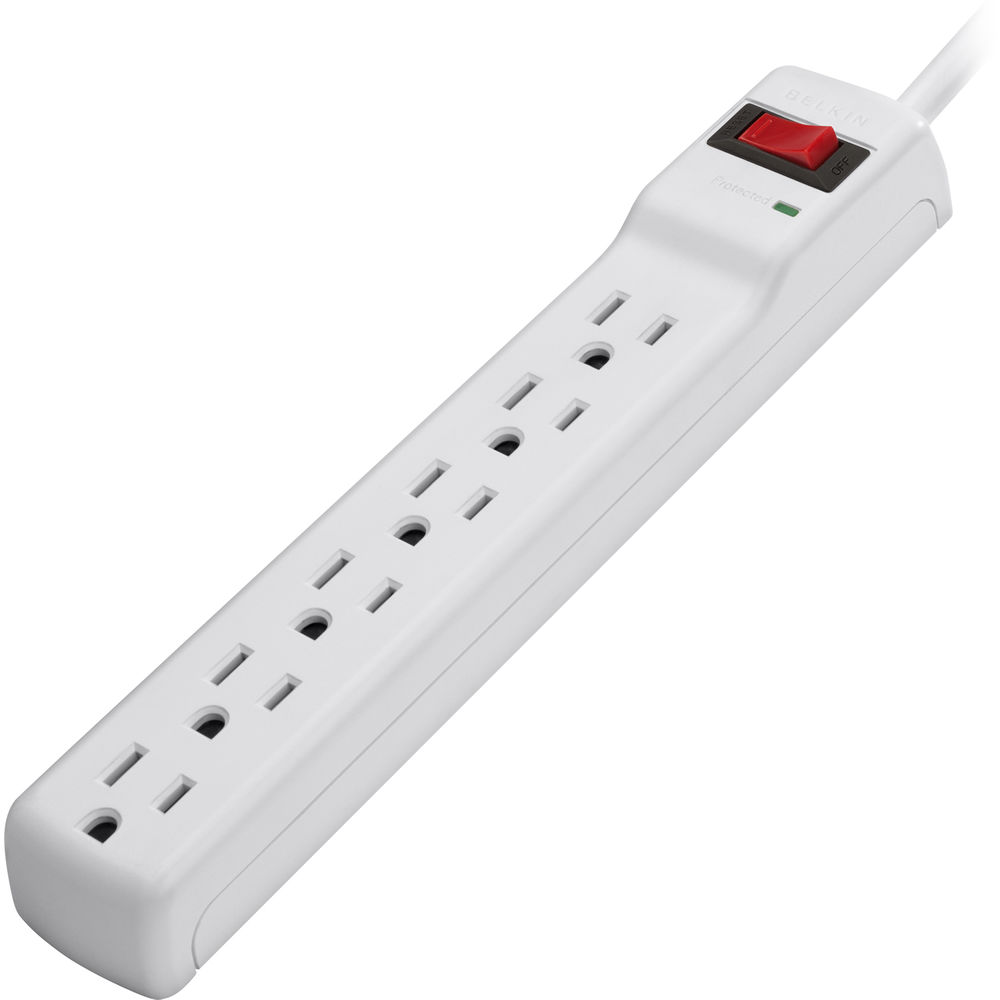 Belkin F5C048-2 6 Outlet Home and Office Surge Protector with 2ft Power Cord