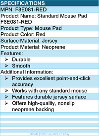 Belkin F8E081-RED Standard Mouse Pad - Neoprene - Durable, Smooth - Red