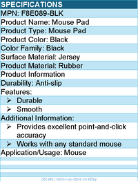 Belkin F8E089-BLK Mouse Pad - Rubber - Durable, Smooth - Rubber - Black
