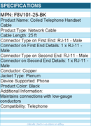 Belkin F8V101-25-BK Coiled Telephone Handset Cable - RJ-11 Male - Black