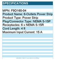 Belkin F9D160-04 6-Outlets Power Strip - 4ft input cord - 6 NEMA 5-15R