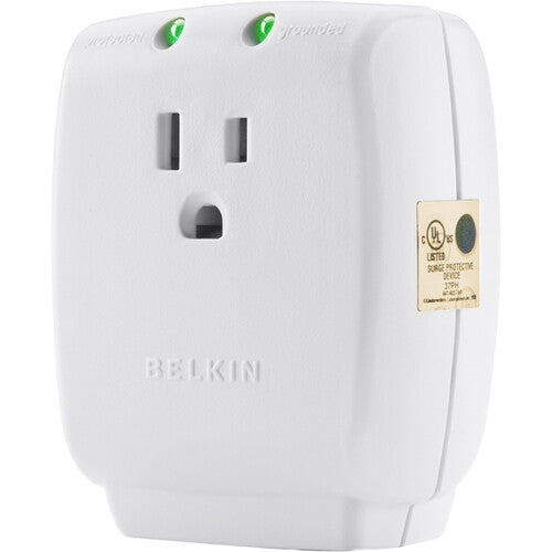 Belkin F9H100-CW 1 Outlet SurgeCube - Grounded Outlet & Protected Light Indicato