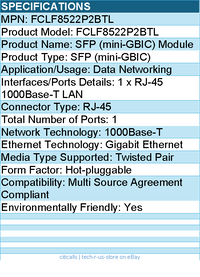 Finisar FCLF8522P2BTL SFP (mini-GBIC) Module - For Data Networking